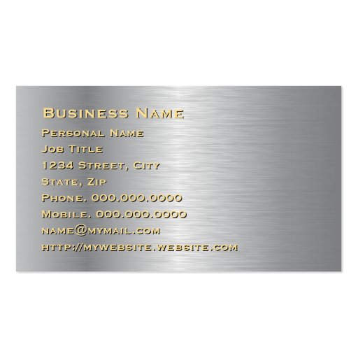 Elegant Silver Corporate Gold Text  Business Card (back side)