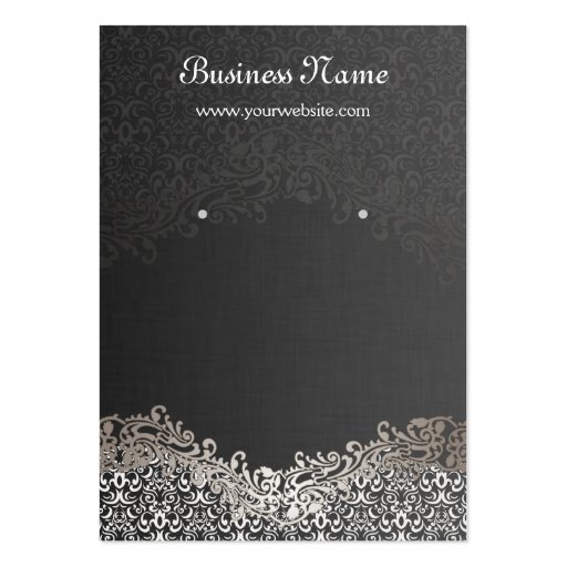 Elegant Silver Damask Earring Display Cards Business Cards (front side)