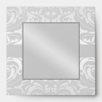 Elegant Silver Damask Monogram Invitation Envelope