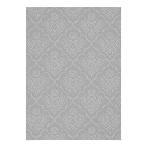 Elegant Silver Damask Wedding Invitations