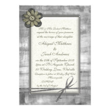 Elegant Silver Frame With Ribbon And Gold Flower Custom Announcements
