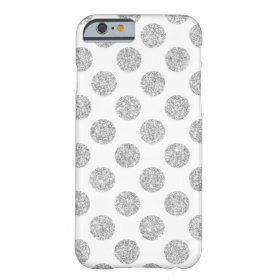 Elegant Silver Glitter Polka Dots Pattern Barely There iPhone 6 Case
