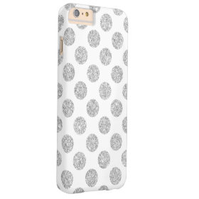Elegant Silver Glitter Polka Dots Pattern Barely There iPhone 6 Plus Case