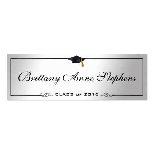 Elegant Silver Graduation Cap Name Card Insert Zazzle