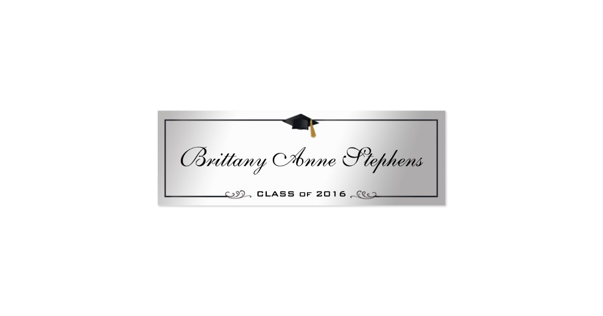 elegant silver graduation cap name card insert zazzle graduation name card inserts template