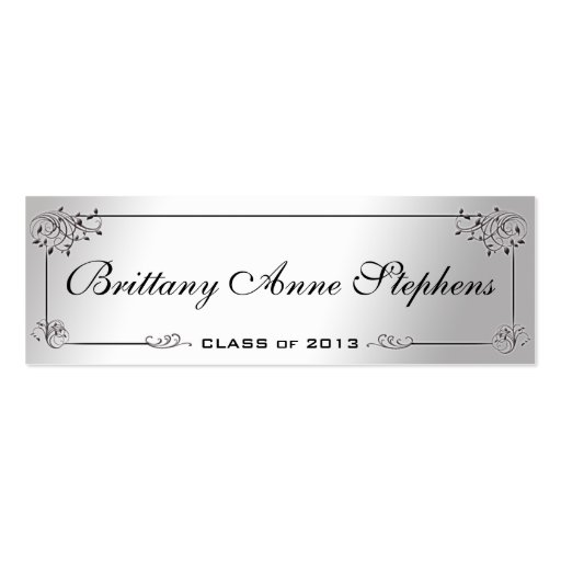 Elegant Silver Graduation Name Card Insert Business Card Template (front side)
