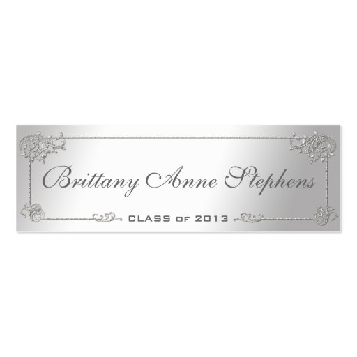 Elegant Silver Graduation Name Card Insert Business Card Templates (front side)