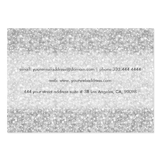 Elegant Silver Gray Glitter & Sparkles Business Card (back side)