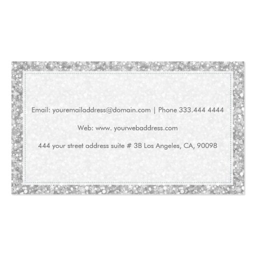 Elegant Silver Gray Glitter & Sparkles Texture Business Card Template (back side)