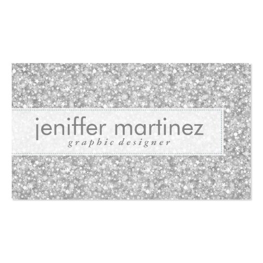 Elegant Silver Gray Glitter & Sparkles Texture Business Card Template (front side)