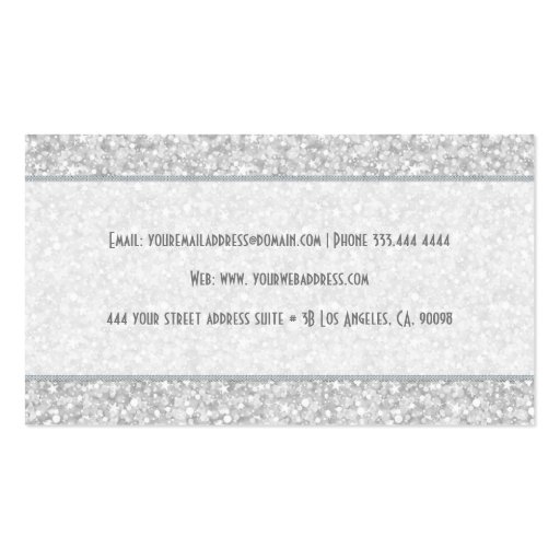 Elegant Silver Gray Glitter Texture Business Cards (back side)