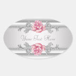 Elegant Silver Gray Pink Rose Stickers