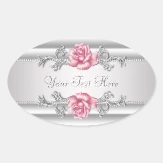 Elegant Silver Gray Pink Rose Stickers