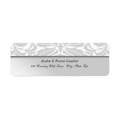Elegant Silver Metal Damask Wedding Address Label