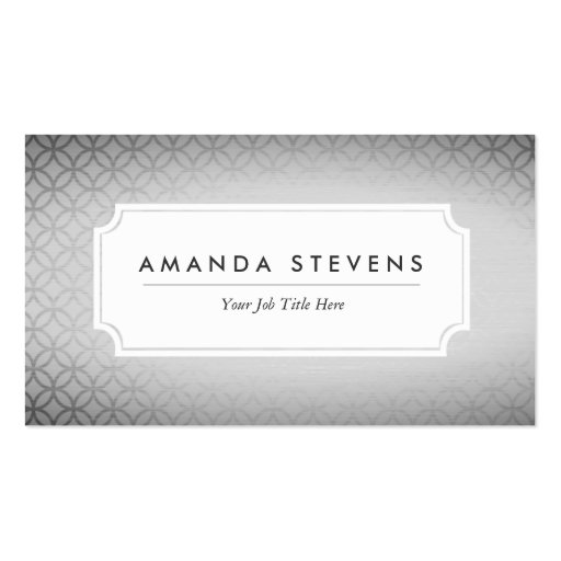 Elegant Silver Metallic Business Cards (front side)