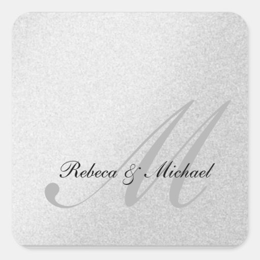 Elegant Silver Monogram Wedding Sticker