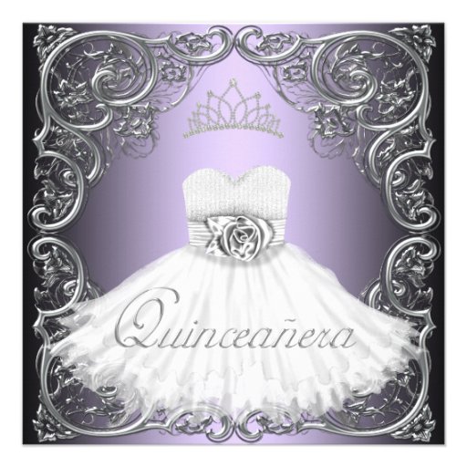 Elegant Silver Purple Quinceanera Invitations