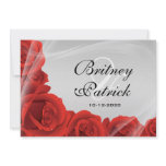 Elegant Silver & Red Rose Wedding Invitations