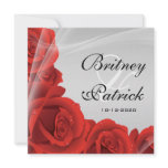 Elegant Silver & Red Rose Wedding Invitations