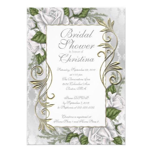 Elegant Silver Rose Bridal Shower invitations