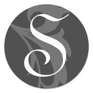 Elegant Silver Scroll Monogram Wedding Sticker sticker