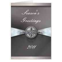 Elegant Silver Swirl Corporate Christmas Greeting Greeting Cards
