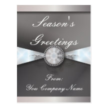 Elegant Silver Swirl Corporate Christmas Greeting Postcard