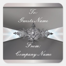 Elegant Silver Swirl Corporate Christmas Greeting Sticker