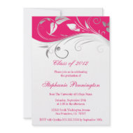Elegant silver swirl graduation party announcement invitation