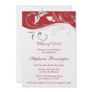 Elegant silver swirl graduation party announcement invitation