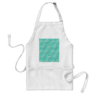 Elegant Silver Swirl Pattern on Teal Background Apron