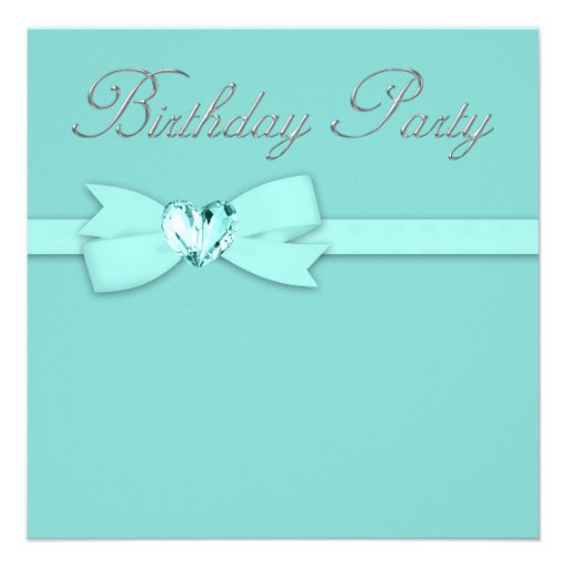 Elegant Silver Teal Blue Birthday Party Personalized Invitation