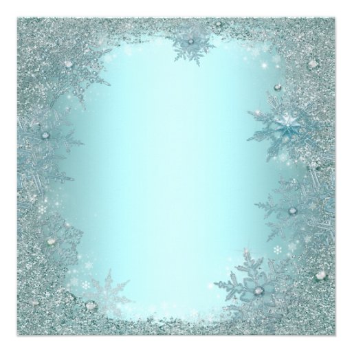 Elegant Silver Teal Blue Snowflake Christmas Party Personalized Invites