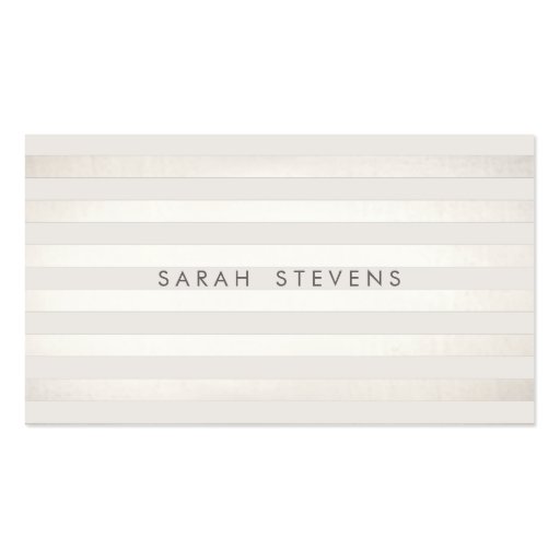 Elegant Silver Thin Off White Striped Salon Spa Business Cards (front side)