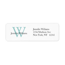 Elegant Simple Address Label White Blue Initial