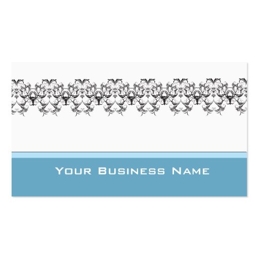 Elegant & simple blue, white &black business card (front side)