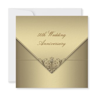Elegant Simple Pure Gold 50th Wedding Anniversary Personalized Invite
