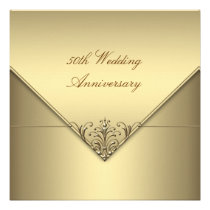 Elegant Simple Pure Gold 50th Wedding Anniversary invitations