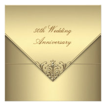 Elegant Simple Pure Gold 50th Wedding Anniversary Personalized Invite