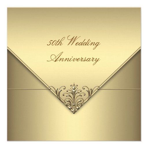 Elegant Simple Pure Gold 50th Wedding Anniversary Personalized Invite (front side)