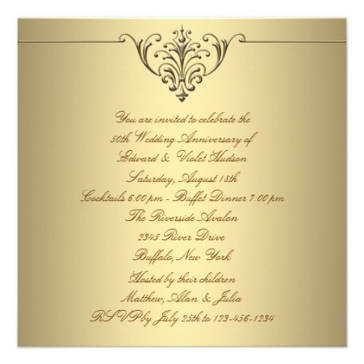 Elegant Simple Pure Gold 50th Wedding Anniversary Personalized Invite
