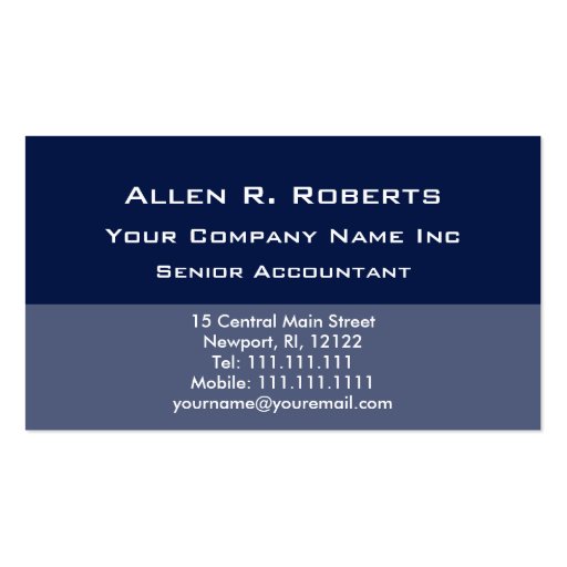 Elegant Simplicity Corporate Blue Clean Lines Business Card (front side)