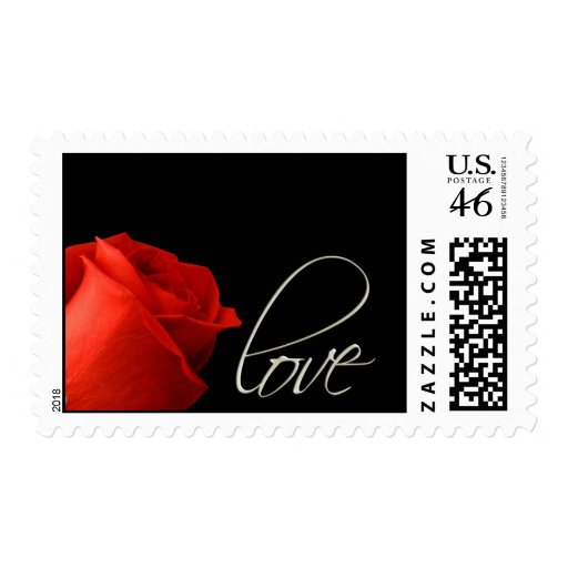 Elegant single red rose love postage