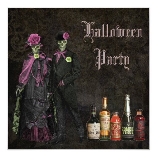 Elegant Skeletons & Poison Halloween Party Announcement