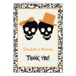 Elegant skulls Halloween orange wedding Thank You Card