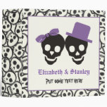 Elegant skulls Halloween purple wedding binder