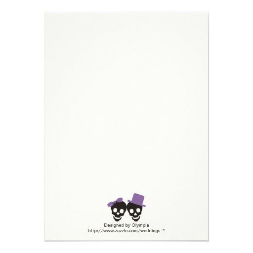 Elegant skulls Halloween purple wedding invitation