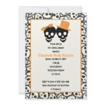 Elegant skulls Halloween wedding bridal shower Announcements