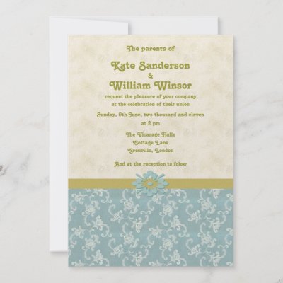 elegant soft blue and gold wedding invitation card by funny tshirt