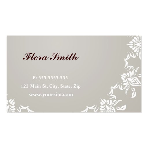 Elegant Soft Damask Business Card Template (back side)